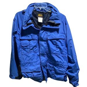 REI Vintage Men’s Snow Jacket - Blue, Hooded Size Large